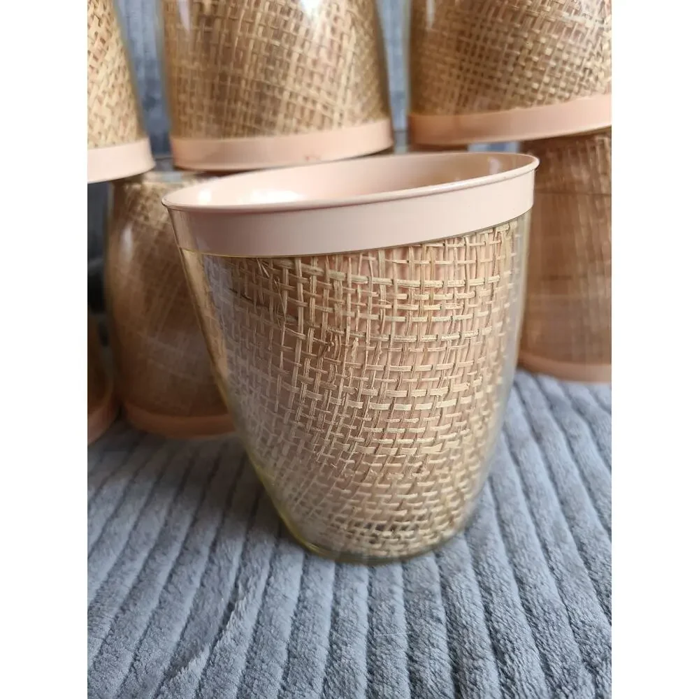 Lot of 8 vintage pink MCM Raffiaware burlap 4